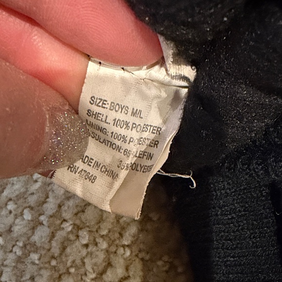 Boys Size M/L Black Waterproof Thinsulate Winter Gloves - Picture 2 of 5